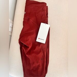 Size six dark red lululemon 25 inch legging new with tags